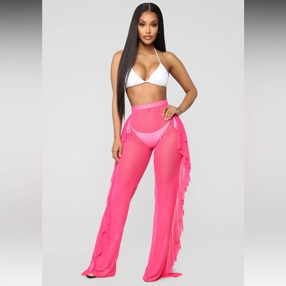 NWT Fashion Nova Sunshine See Through Cover-up Pant Sz: S - Picture 3 of 16